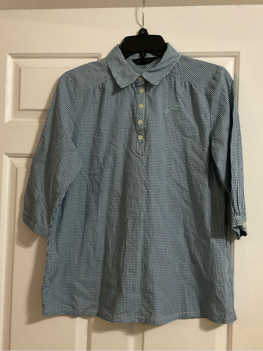 Light Blue Checked Men's Polo Shirt